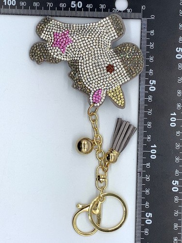 Bling Einhorn Diamant Damen Schlüsselanhänger Glitzer grau Quaste Charm Zubehör - Bild 8 von 9