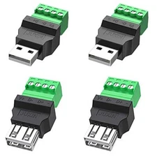 Jienk 4Packs USB 2.0 Type A Male/Female to 4 Pin Screw  Assorted Sizes 