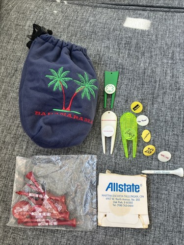 Goodyear Golf Ball Marker, Allstate Golf Tees & Marker, 7-Up Bahamarama Bag 1995