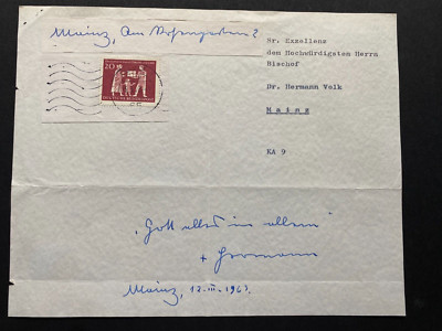 HERMANN VOLK ( 1988) Kardinal/cardinal signed signiertes Konvolut/Brief von 1963