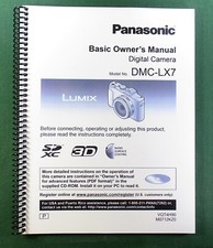 Panasonic Lumix DMC-LX7 Basic Instruction Manual: 36 Pages  Clear Covers 