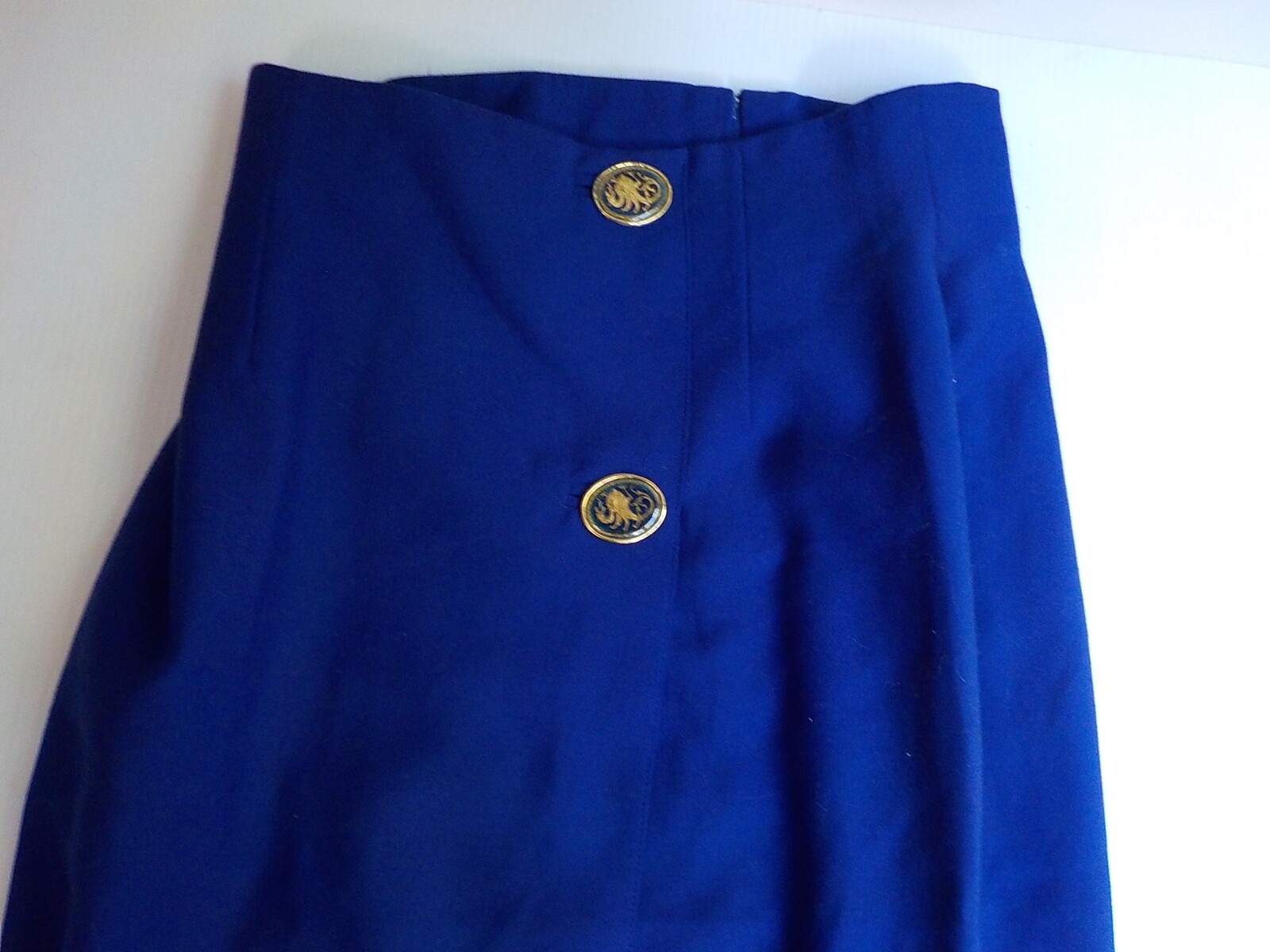 GIANFRANCO FERRE Womens Straight Wool Skirt w/Decorative Buttons Blue SZ 27 image 2