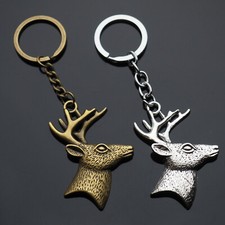 2x PCS Lot - Large Deer Buck Head Antler - Hunting Hunter Keychain Silver Bronze