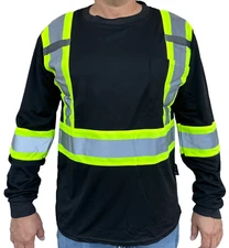 Black High Visibility Safety Shirt  With Reflective Stripes Model #904