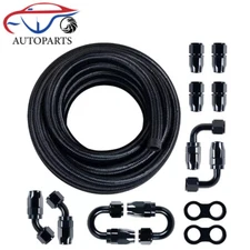 6AN 8AN 10AN Nylon Braided CPE Fuel Line Kit 10/20FT w/12 Fittings Hose Kit