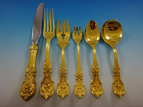 Francis I Gold by Reed and Barton Sterling Silver Flatware Service Set 76 Pcs