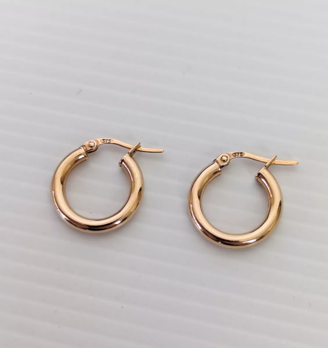 Tubular Tube Hoop Earrings 9ct Rose Gold 1.7cm 2.32 Grams VGC eBay
