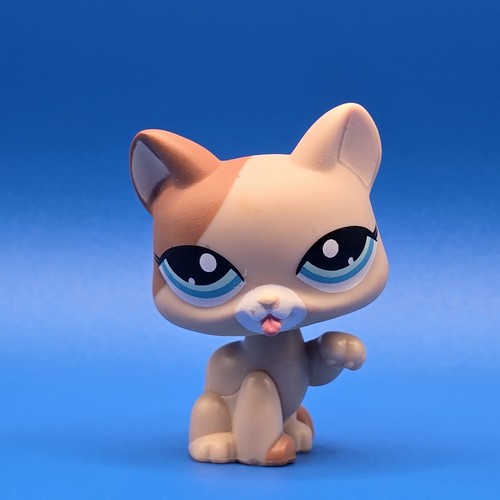 LPS 2008 C-031G Brown Cat ๐ Licking Paw Blue Eyes 2 Dots Littlest Pet Shop - Picture 2 of 8