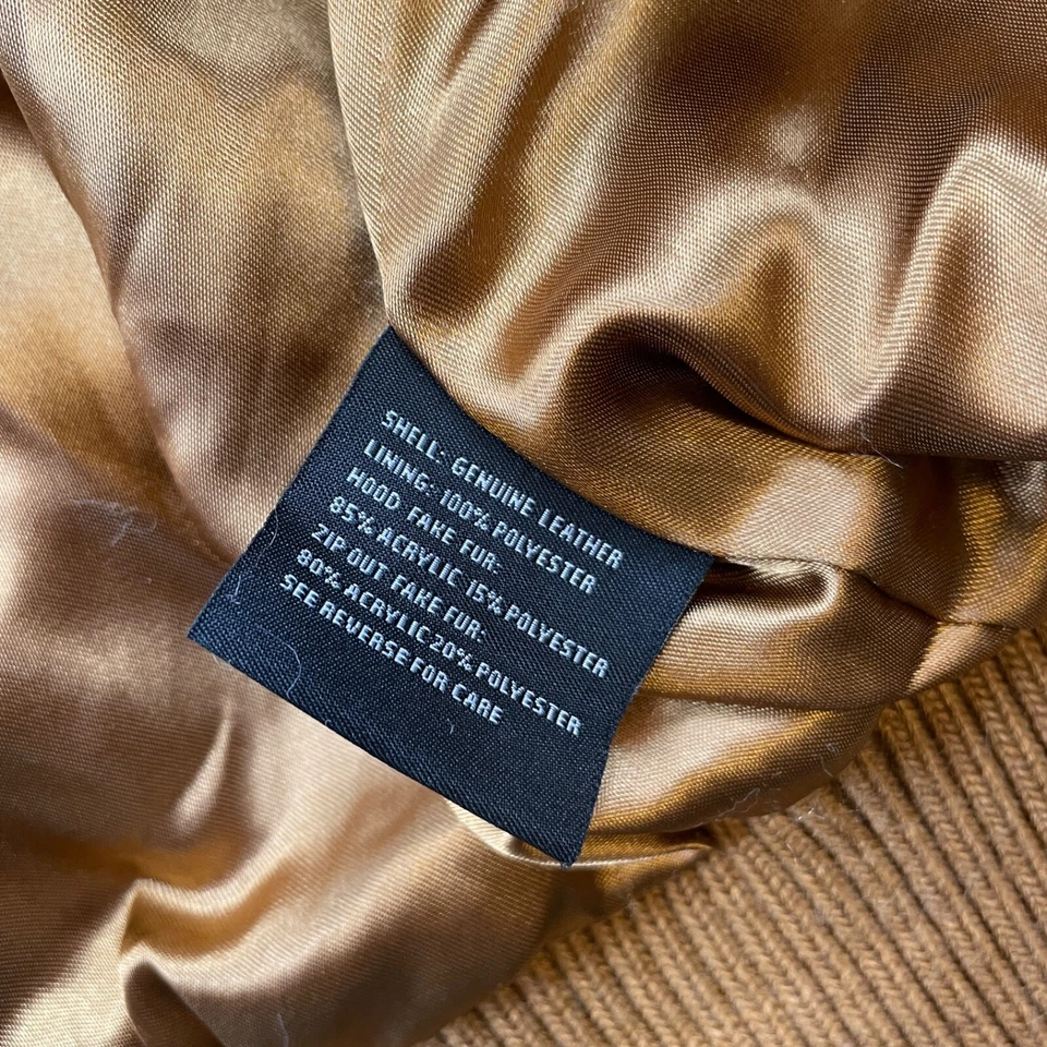 Chaqueta de cuero Baby Phat para mujer M marrón gamuza piel sintética con capucha bordada Y2K de colección Foto 4 de 4