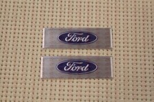 68-77 Bronco 64-66 Mustang Aluminum Door Sill Step Plate Decals Emblems Pair New