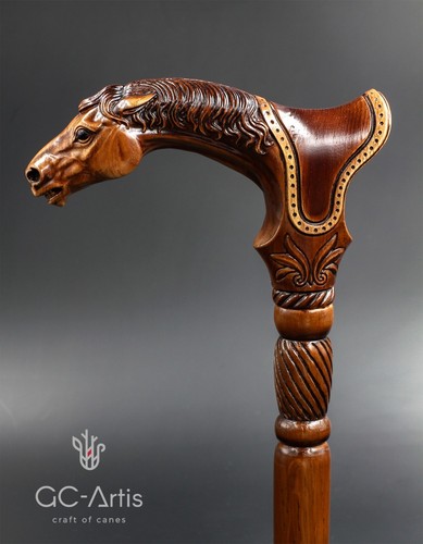 Horse Wooden Walking Cane classic accessory for men women ORIGINAL GC-Artis - Picture 16 of 16