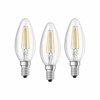 3Er Pack Osram Led Lampe In Kerzenform Klar Filament E14 4W = 40W 470Lm Warmweiß
