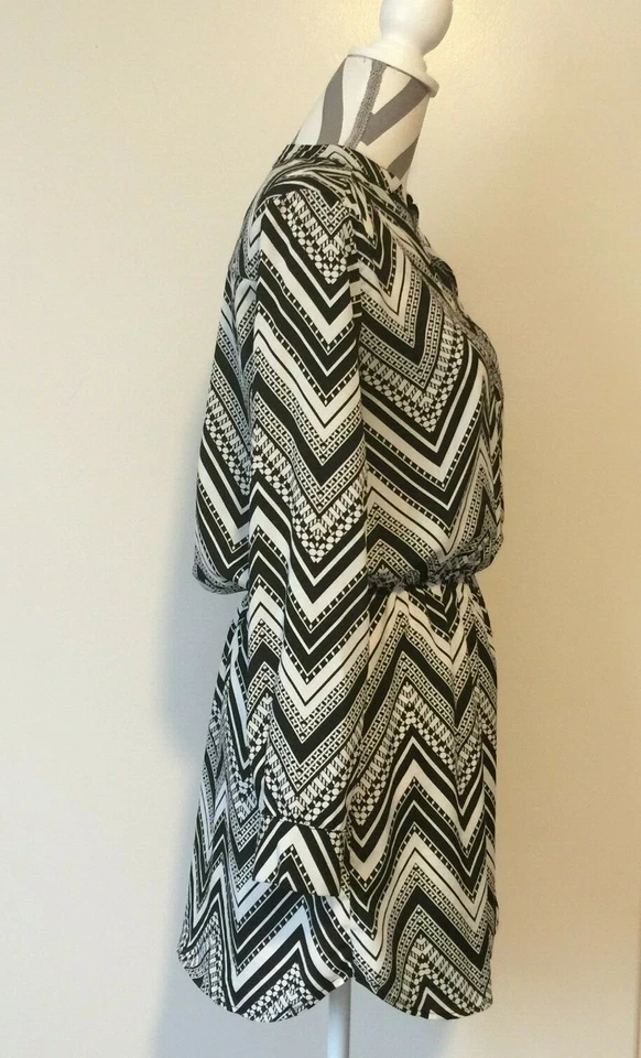 GB женщин 1270 белый/черный Americanan девочка длинным рукавом туника платье Sz M - Изображение 4 из 4