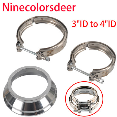 3'' to 4'' ID Stainless Steel Exhaust V-band ADAPTER 3.0 Flange CNC 3in w/Clamp