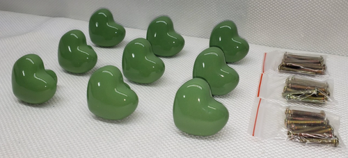 9 Sage Green Ceramic Drawer Pull Knobs Cabinets & Dressers - 3 sizes of screws - Picture 5 of 7