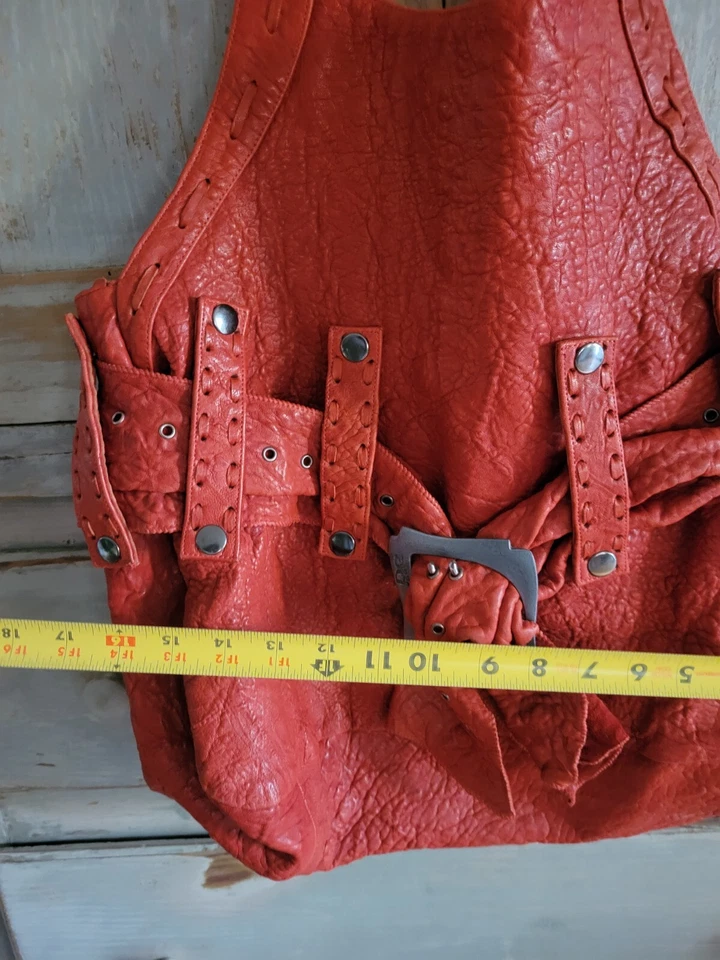 Bolsa de mão Anat Marin DD Addore extra grande ombro couro vermelho macio EUA  - Imagem 3 de 4