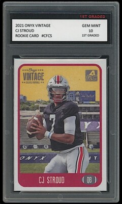 CJ Stroud 2021 Onyx Vintage 1st Graded 10 Rookie Card RC Houston Texans  C.J. | eBay