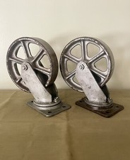 Vintage Albion Industrial Cast Steel Iron Swivel Casters 8 x 2 Made In USA