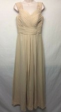 Women's V-Neck Sleeveless Nude Color Wedding Formal Bridesmaid Prom Gown +p-5
