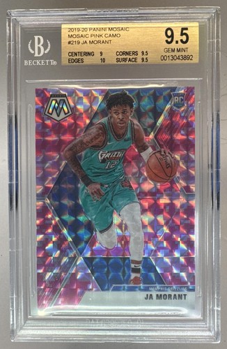 3892 Ja Morant 2019 Panini Mosaic #219 Camo Pink Rookie RC RC BGS 9.5