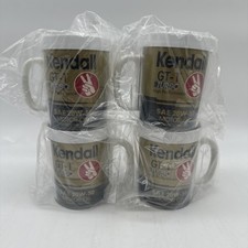 Vintage Kendall GT-1 Turbo 20W-50 Motor Oil Coffe Mugs Set Of 4 NOS