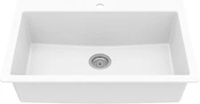 Karran QT-812 Top Mount 33 In. Large Single Bowl Quartz Kitchen Sink in White
