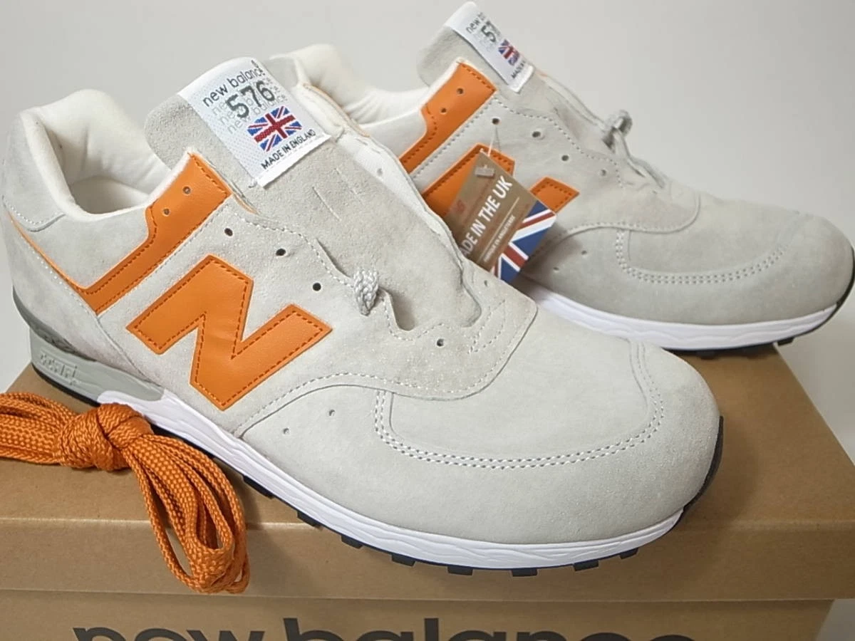 New Balance M576PGO Grigio Arancione Scamosciato Made in England Larghezza D Sneaker Uomo Us11