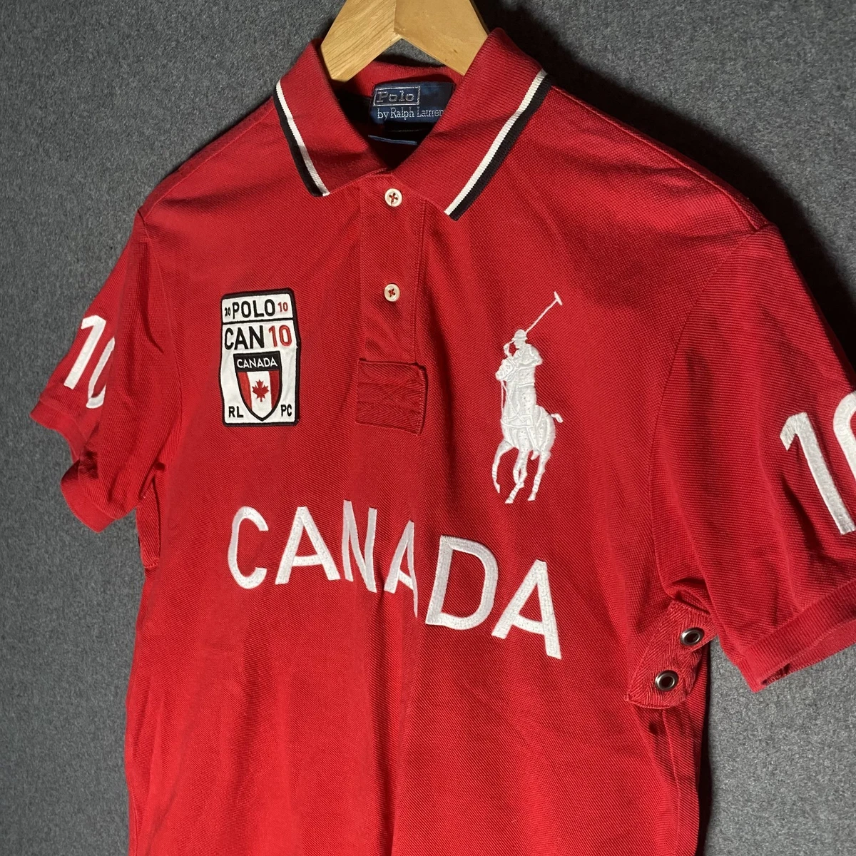 Vintage Polo Ralph Lauren Polo Shirt Mens Medium Red Canada Custom Fit Preppy