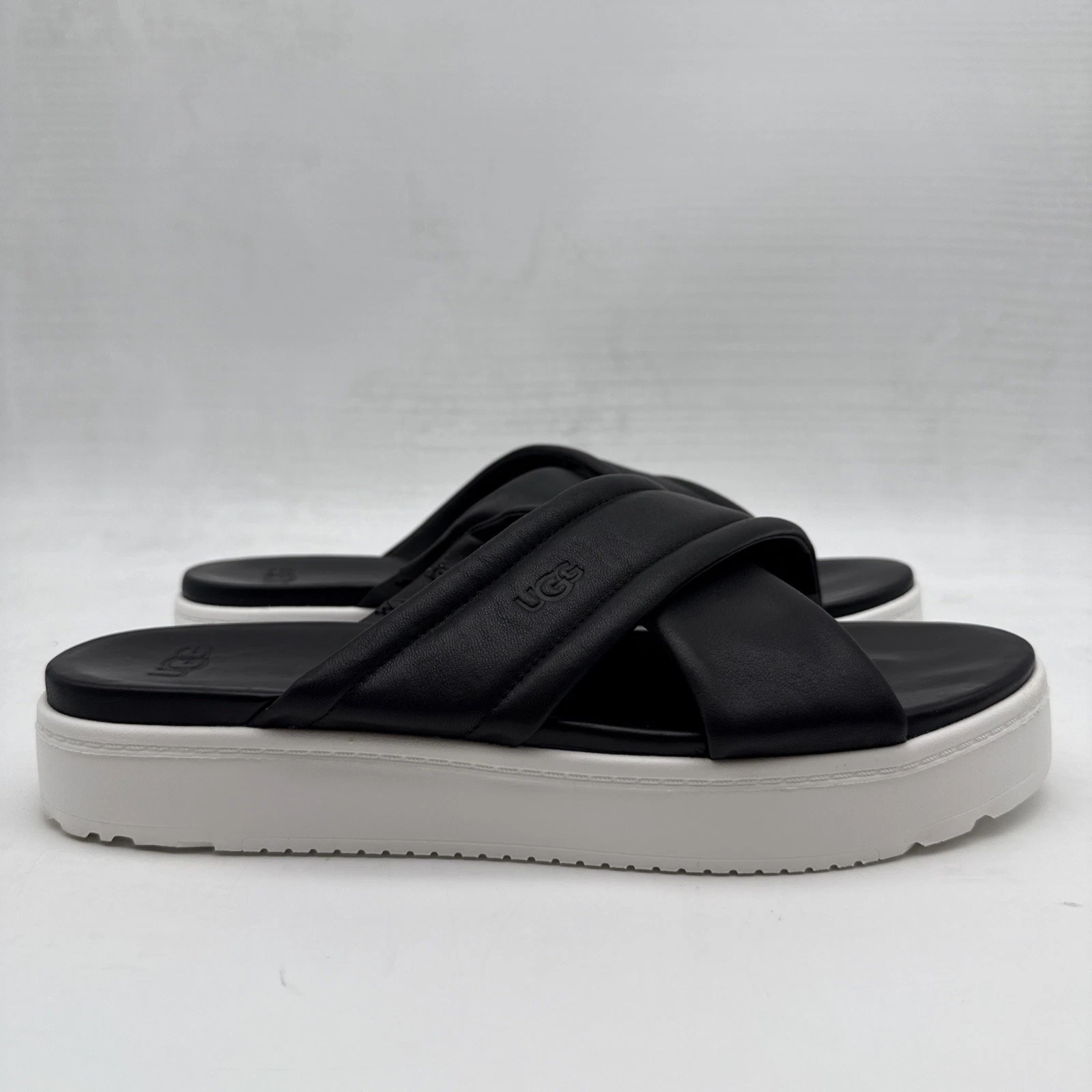 Sandali UGG Zayne Crossband donna US 11 pelle nera plateau scorrevole