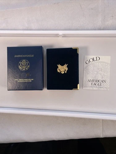 2001 American Eagle Gold Proof 1/10 oz Box & COA Paper ONLY ** READ