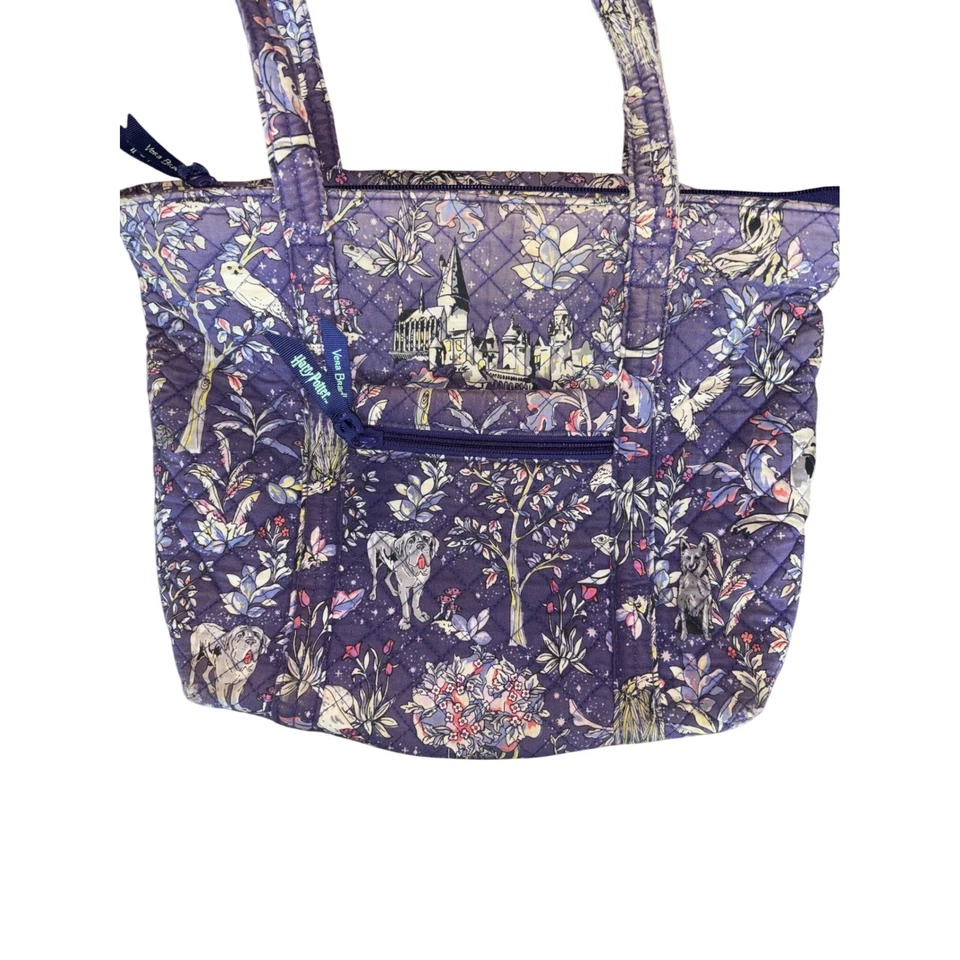 Vera Bradley Harry Potter Quilted Tote Bag Purple Magical Creatures Castle Print - Image 2 of 4