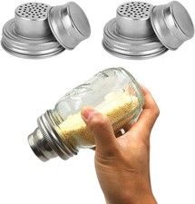 2 Pack Mason Jar Shaker Lids 304 Stainless Steel with Silicone Seals for Mix ...