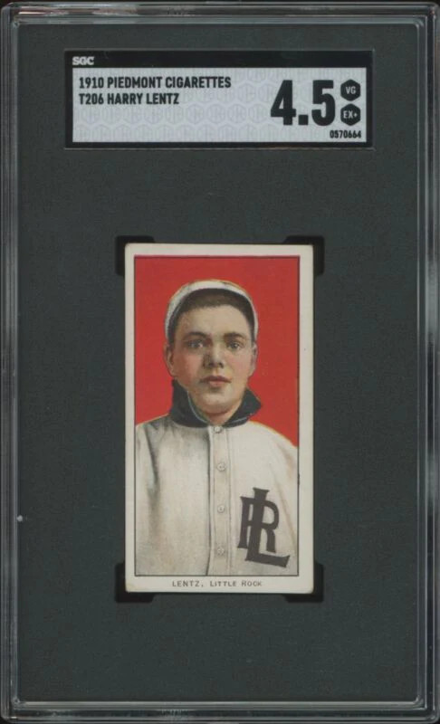 1909 T206 HARRY LENTZ NNO VG-EX+ SL PIEDMONT 350 SGC 4.5 LITTLE ROCK TRAVELERS