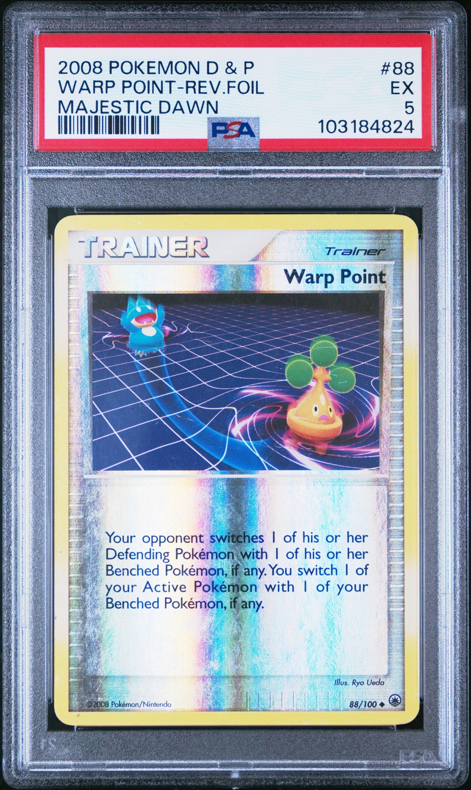 2008 POKEMON DIAMOND & PEARL MAJESTIC DAWN #88 WARP POINT-REVERSE FOIL PSA 5