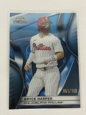 2025 Topps Chrome Black Bryce Harper Blue Refractor 51/150 Phillies