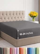 Extra Deep Queen Fitted Sheet - Hotel Luxury Single Fitted Sheet Only - Easil...