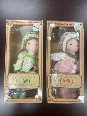 Vintage 1974 Holly Hobbie's Friends Amy & Carrie Knickerbocker 12  Rag Dolls