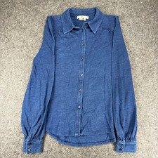Boden Blue Chambray Button-Up Shirt Womens Long Sleeve Casual Cotton Size 4