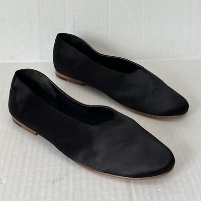 Vince Maxwell Italian Satin Ballet Flats Black Slip On Comfort Casual Preppy US9