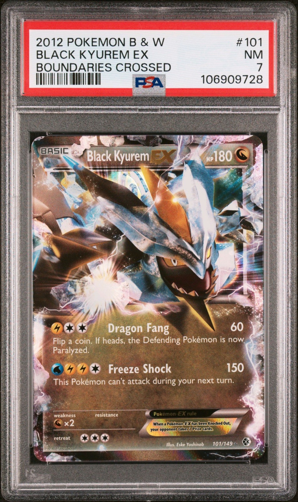 PSA 7 NM 2012 Pokemon Black & White Boundaries Crossed #101 Black Kyurem Ex