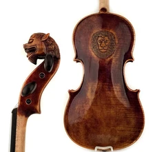 T30+ Master Antique Strad Style Carved Lion Head Back Violin 4/4 European Wood