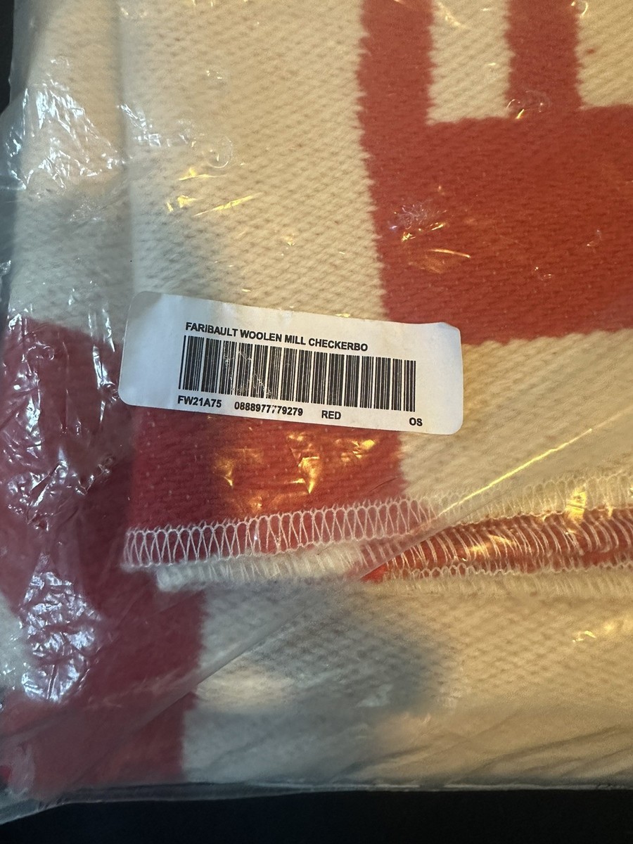 New Supreme Faribault Woolen Mill Checkerboard Wool Throw FW21 Red