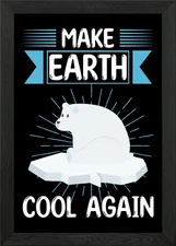 Cool Polar Bear Earth Framed Wall Art Poster Canvas Print Picture