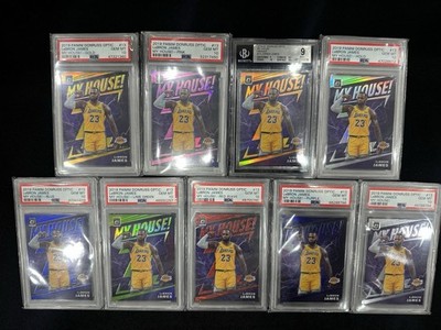 LeBRON JAMES 2019 PANINI DONRUSS OPTIC MY HOUSE ! GOLD PINK ORANGE BLUE + PSA 10