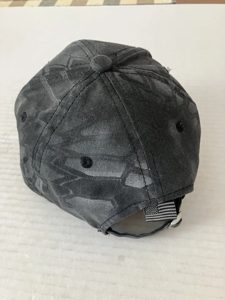 Kryptek Outdoor Cap Adjustable Hat You Stay Safe I'll Stay Free Black Gray Flag - Image 4 of 4