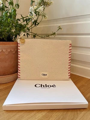 CHLOÉ Genuine Chloe Cream Nature Makeup Cosmetic Bag Pouch In Box