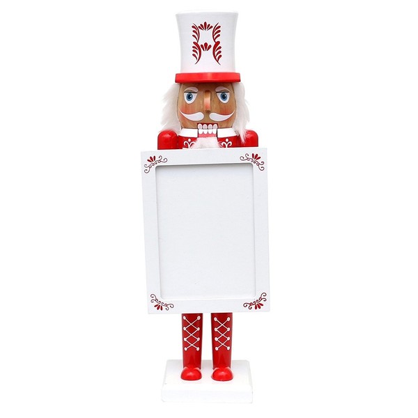 Holz Nussknacker Mit Bilderrahmen Rot/Weiß 38 Cm Weihnachten Deko Figur Advent-image