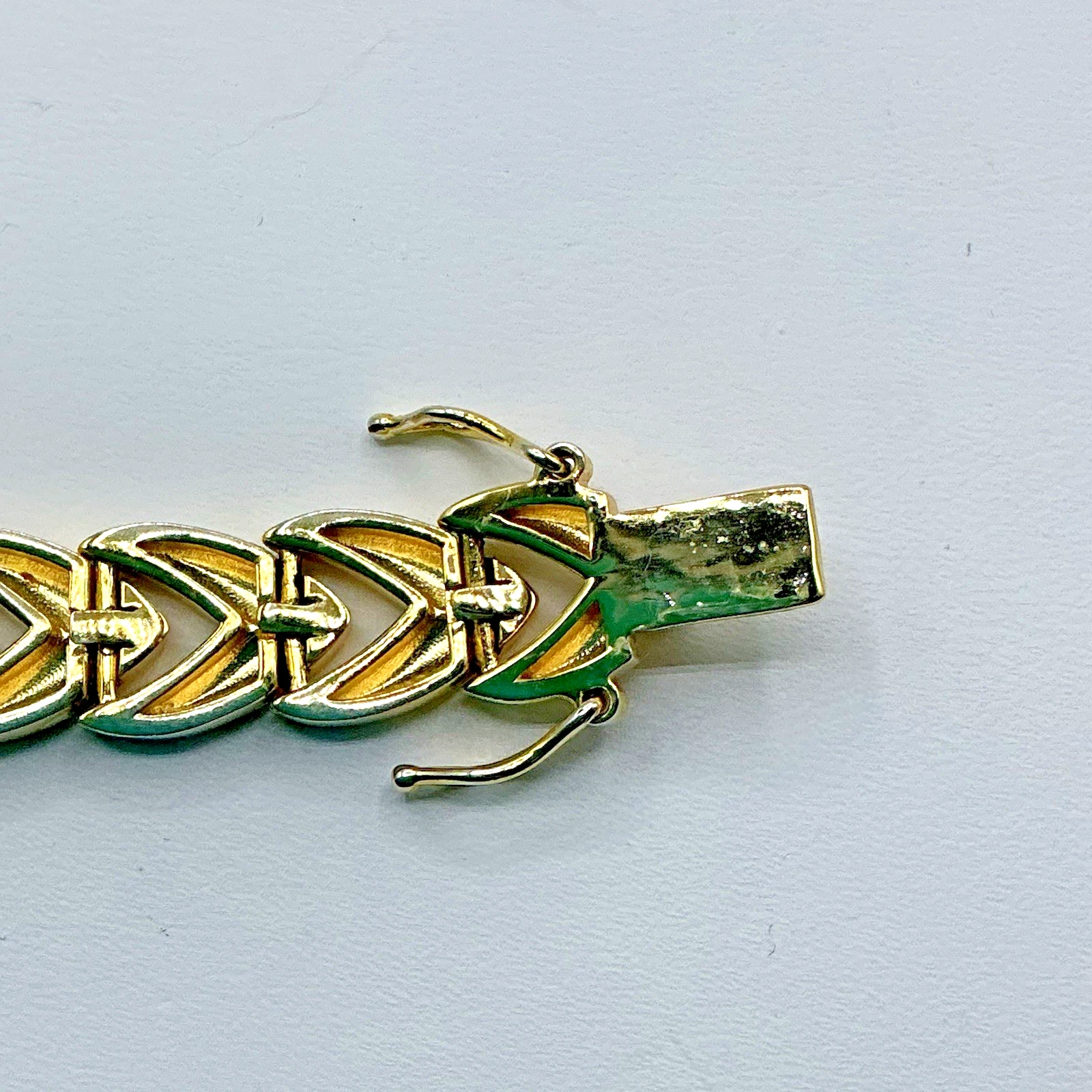 Bellezza Gold Tone Frosted Shiny Chevron Link Bracelet Double Safety Clasp image 7