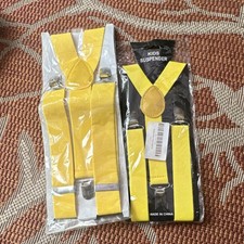 Dad and Boys Yellow Clip-On Adjustable Stretch Elastic Suspenders set