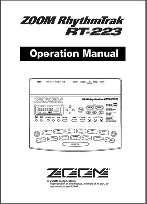 Zoom RhythmTrack RT-223  Operation Manual: 83 Pages, Coil Bound, Pvc Covers